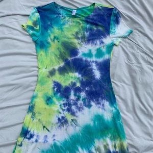 American Apparel blue green tie dye dress small